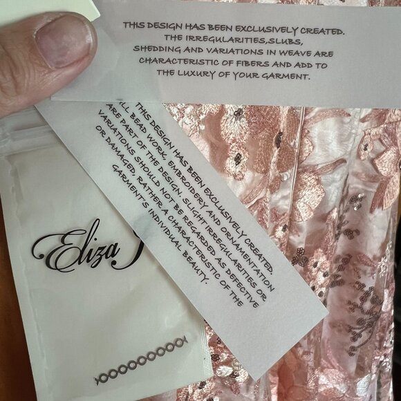 NWT! Blush-Colored Asymmetrical Formal Gown // Eliza J. Women's Size 14 - Picture 3 of 6